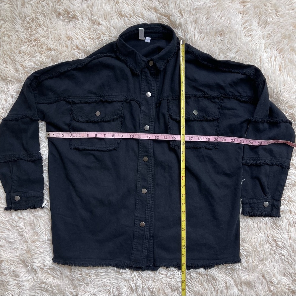 Elan All You Need is Love Dawn Utility Jacket Button Down oversized black size S - Picture 5 of 8